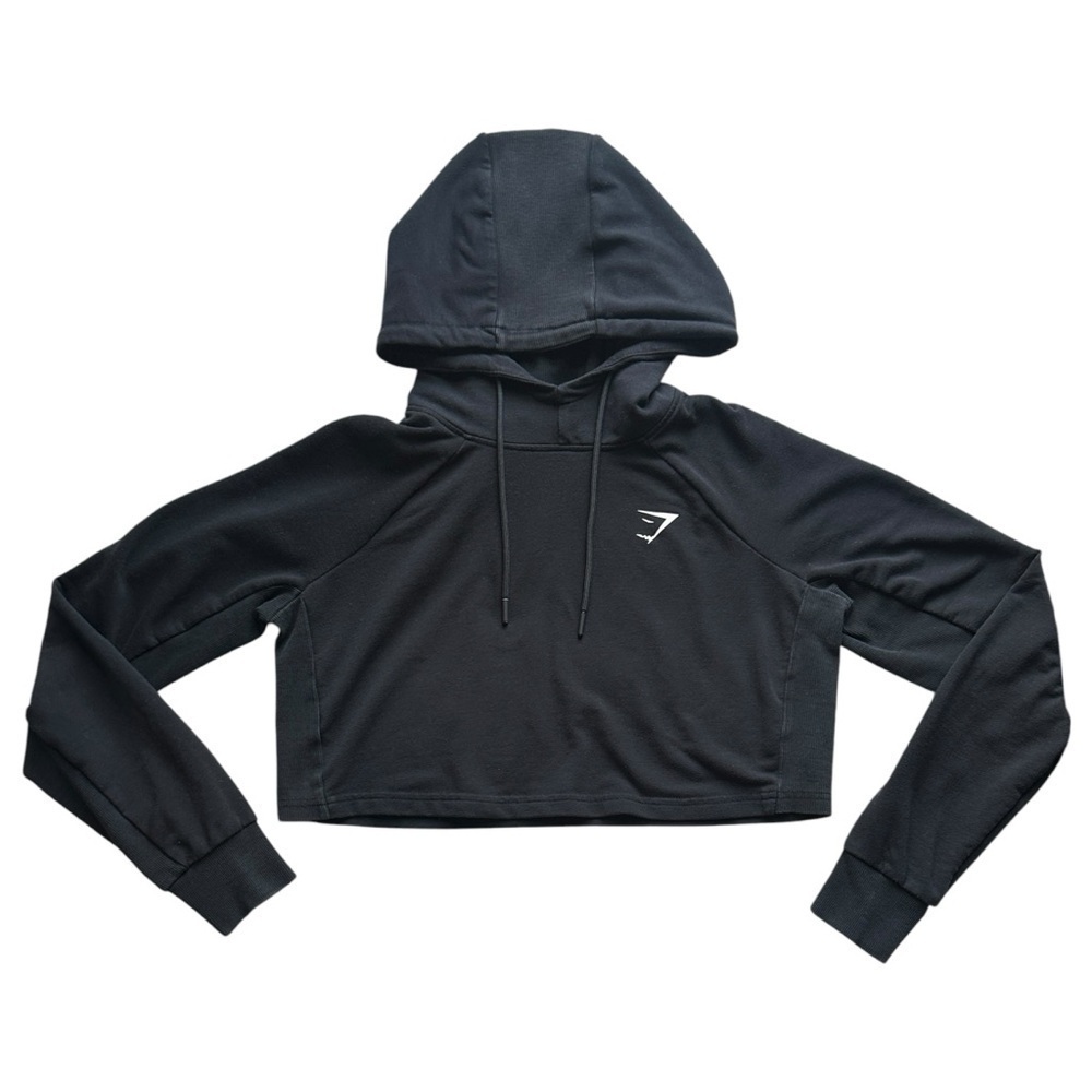 Gymshark Training Cropped Logo Hoodie Black Women’s Small B2A3M
